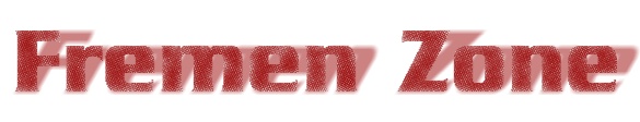 Stare logo strony Fremen Zone. Tekst umieszczony jest na białym tle,
odcinającym się od tła strony. Litery pokryte są delikatną teksturą
przypominającą materiał dżinsowy. Napis rzuca cień.