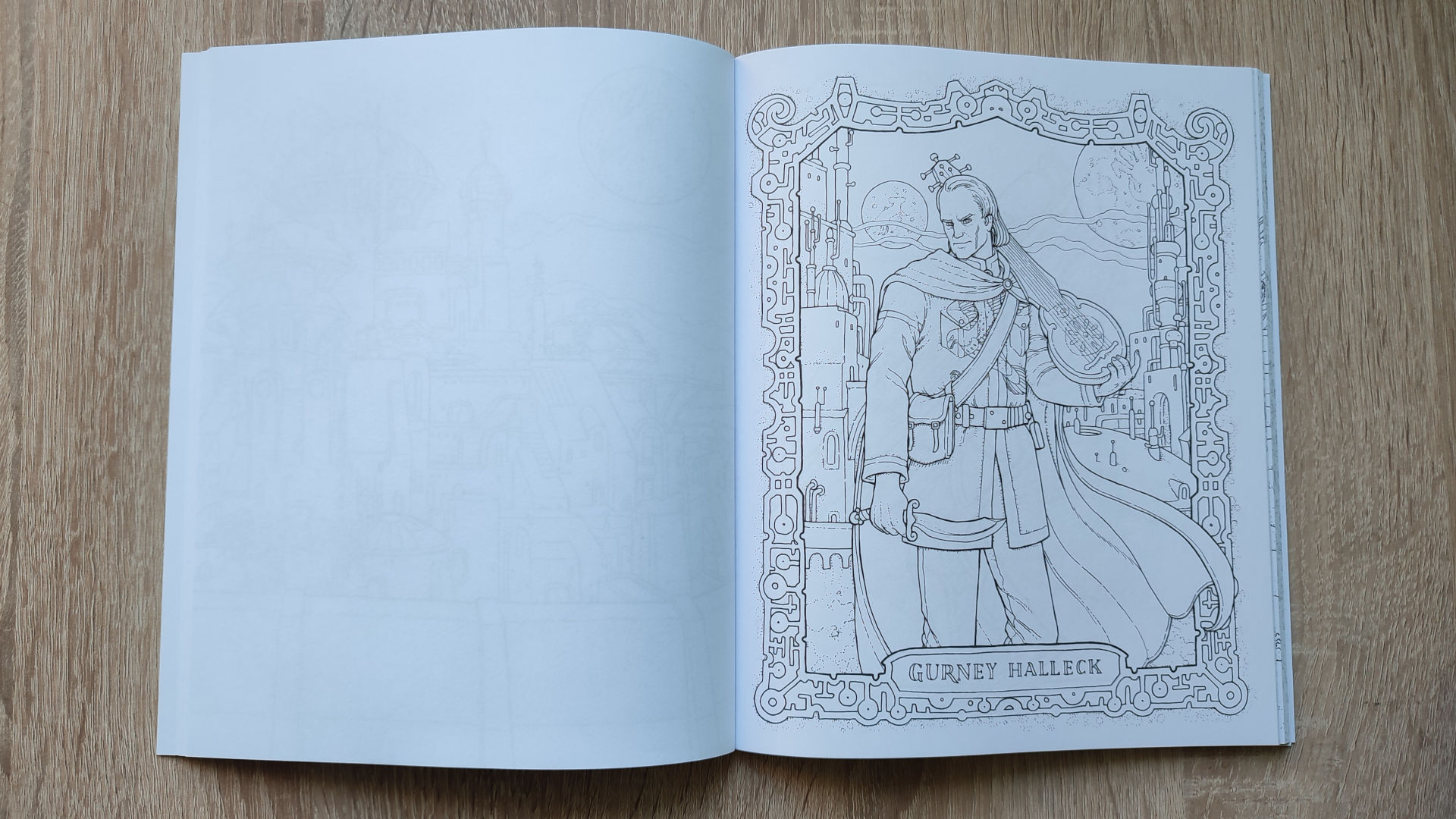 Ilustracja do kolorowania przedstawiająca sylwetkę Gurneya Hallecka,
w jednej ręce trzymającego nóż, a w drugiej balisetę.